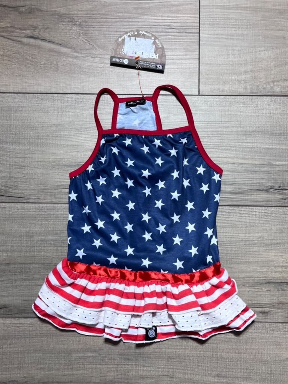 Petrageous Dogs Stars And Stripes 4th Of July Dress Size Medium Red White Blue
